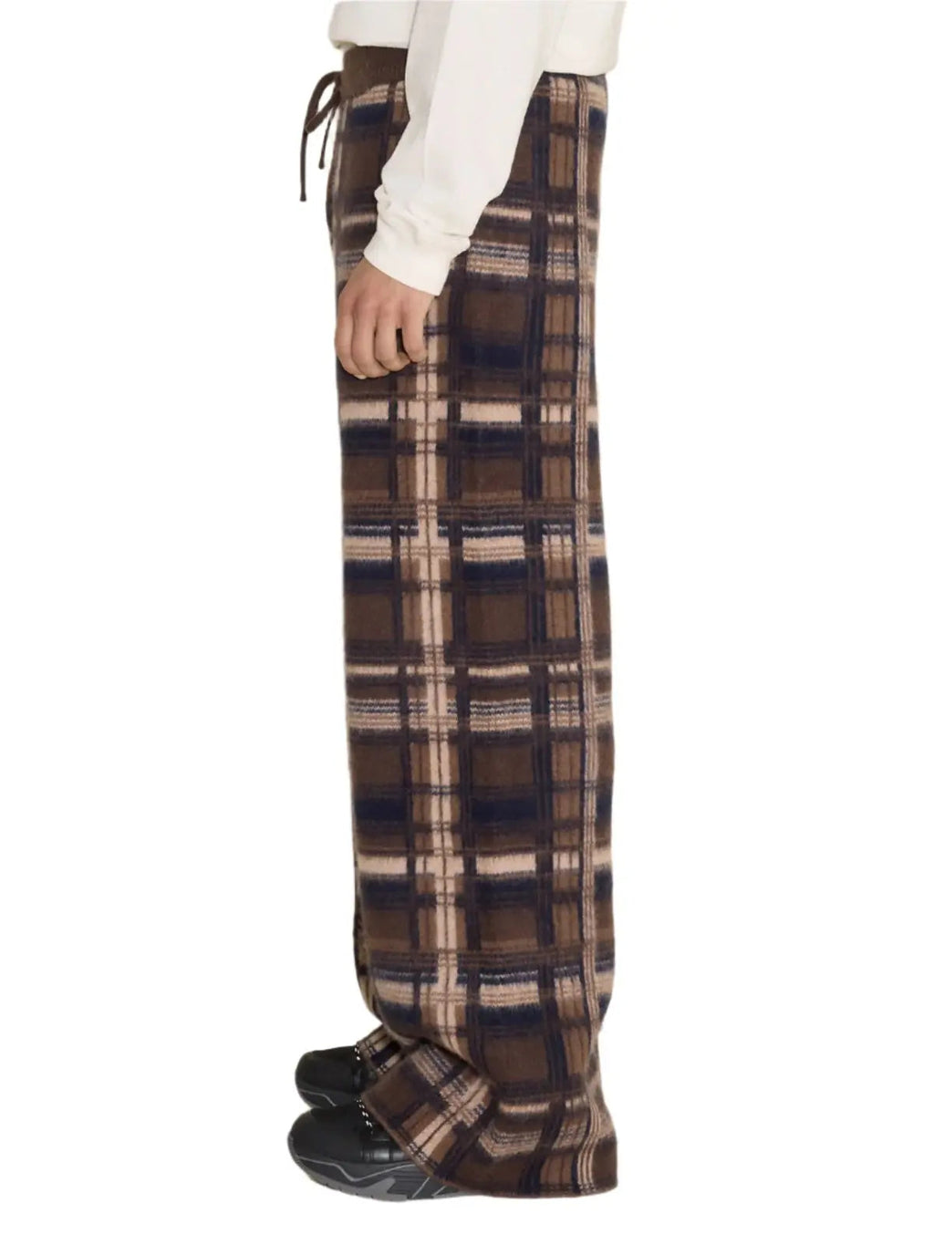 Ace Check Knit Trousers Brown Check Holzweiler