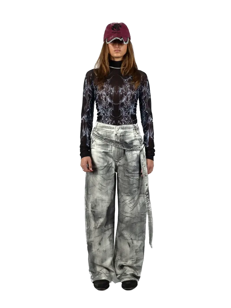 Unisex - Waxed Double Belt Jeans Fine Chaos