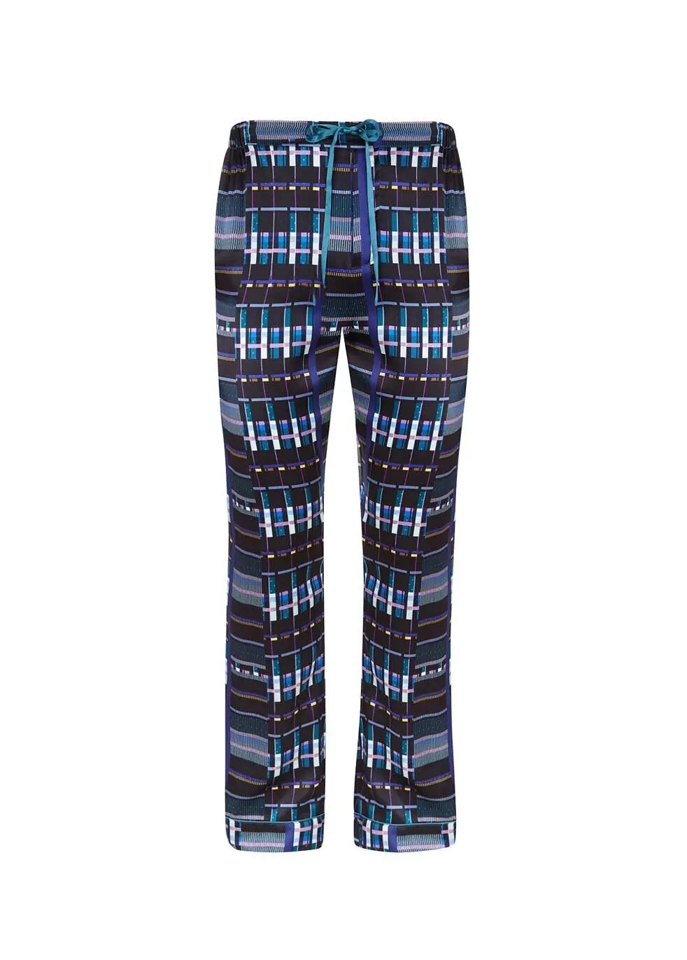 MENG Men’s Blue Silk Satin Trousers 